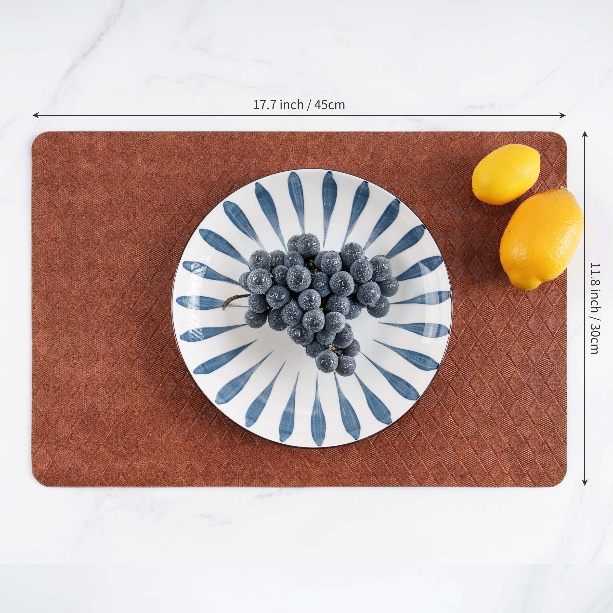 POLYTE Indoor/Outdoor Washable Geometric Vinyl Faux Leather Table Dining Placemats, Set of 4 - Image 4