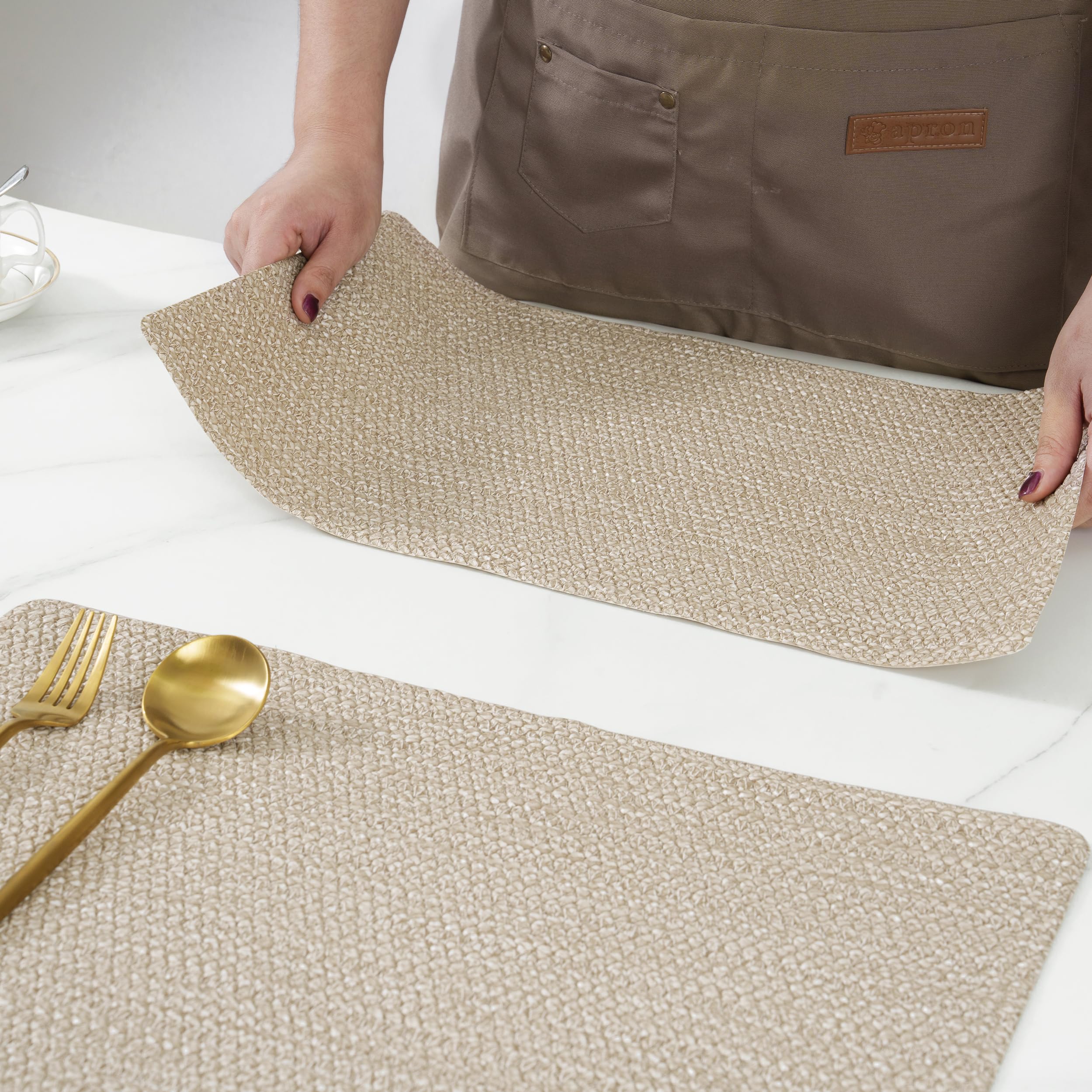 POLYTE Indoor/Outdoor Washable Woven Vinyl Table Dining Placemats, Set of 4 - Image 5