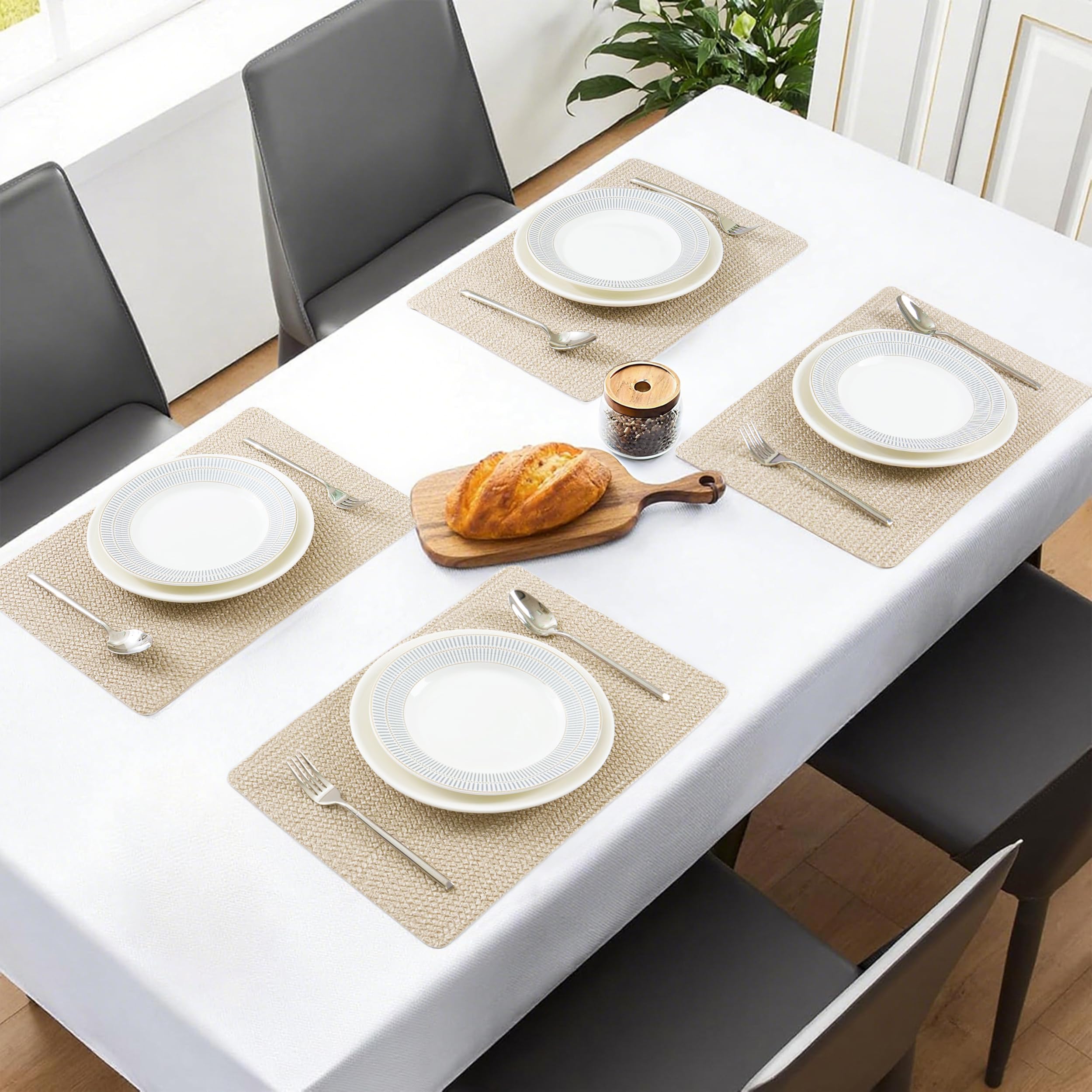 POLYTE Indoor/Outdoor Washable Woven Vinyl Table Dining Placemats, Set of 4 - Image 6