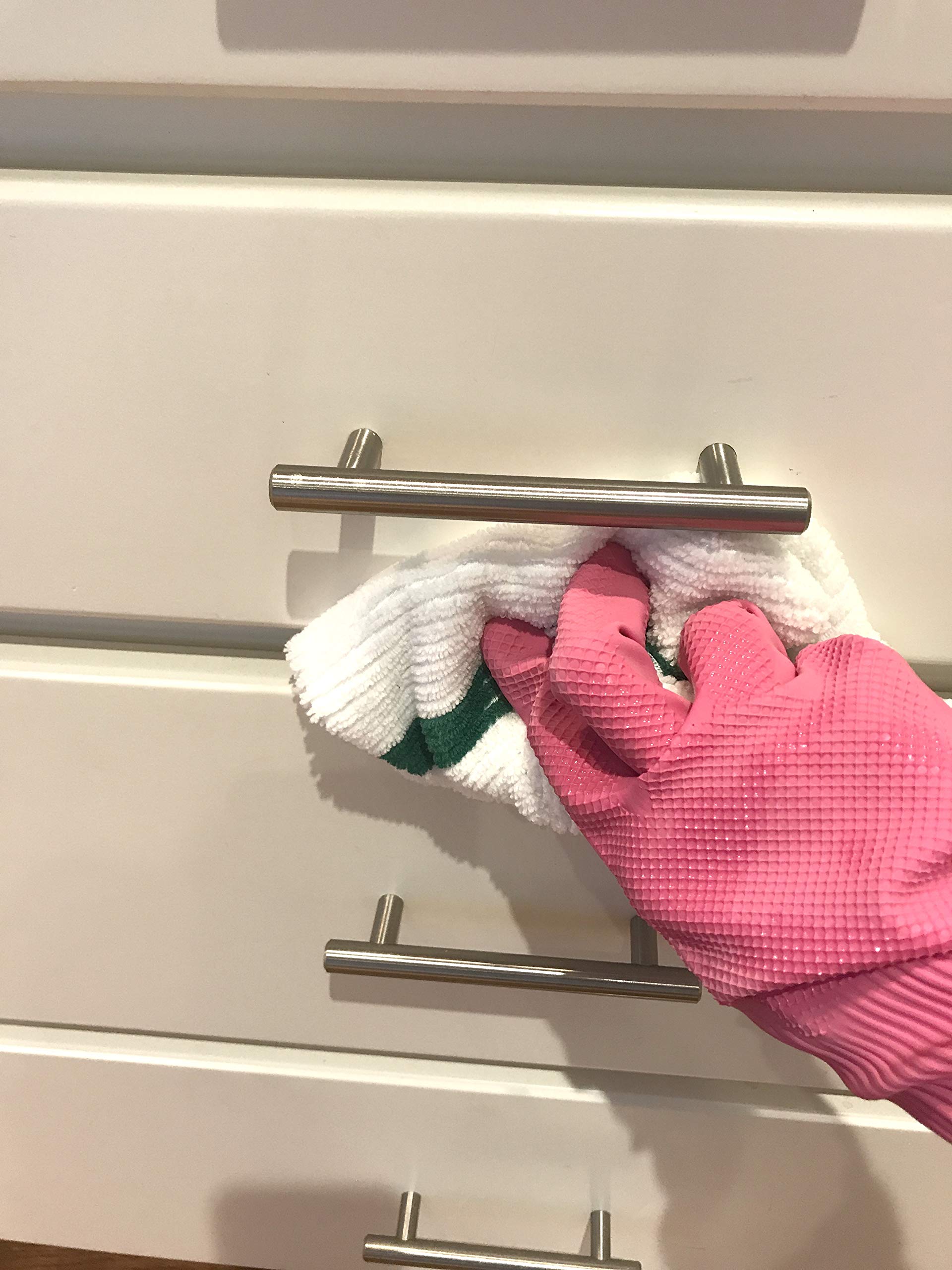 POLYTE Microfiber All-Purpose Ribbed Terry Bar Mop Towel for Home, Kitchen, Restaurant Cleaning (14x17, White w/Green Stripe) 12 Pack - Image 5