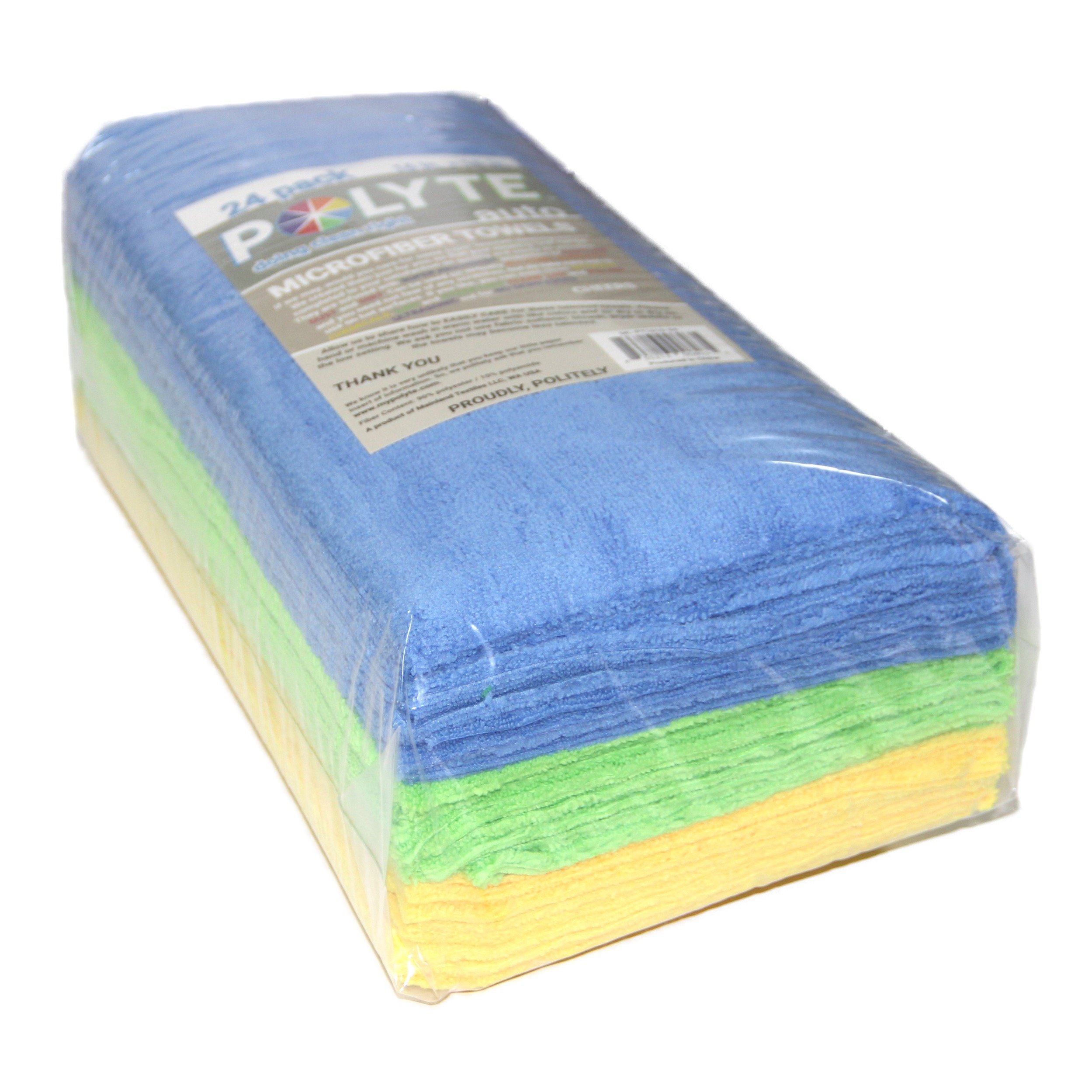 POLYTE Microfiber Cleaning Towel Ultrasonic Cut Edgeless (16x16, 24 Pack, Premium, Blue,Green,Yellow) - Image 6