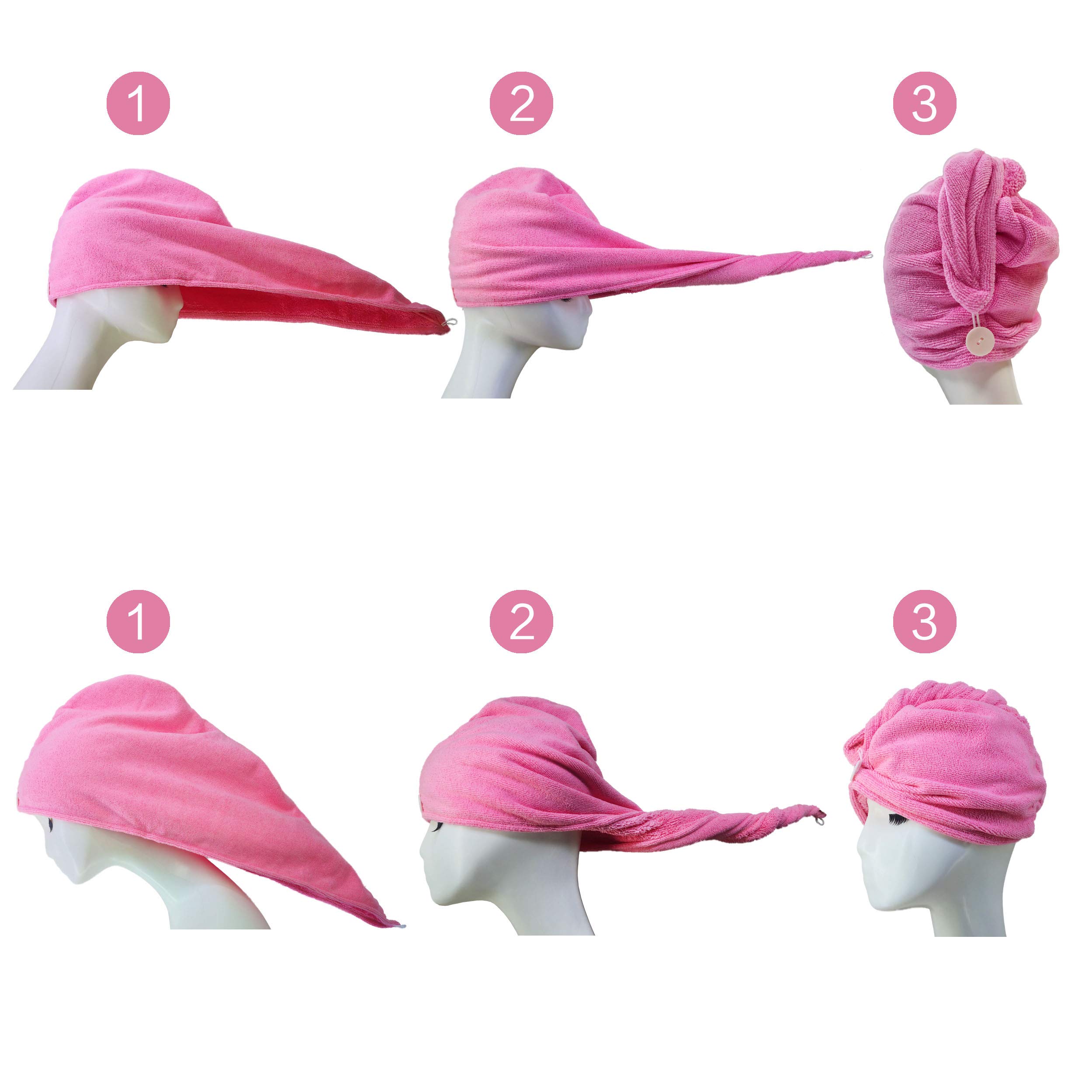 POLYTE Microfiber Hair Turban Wrap Drying Towel (12x28 Large, 2 Dark Gray) - Image 6