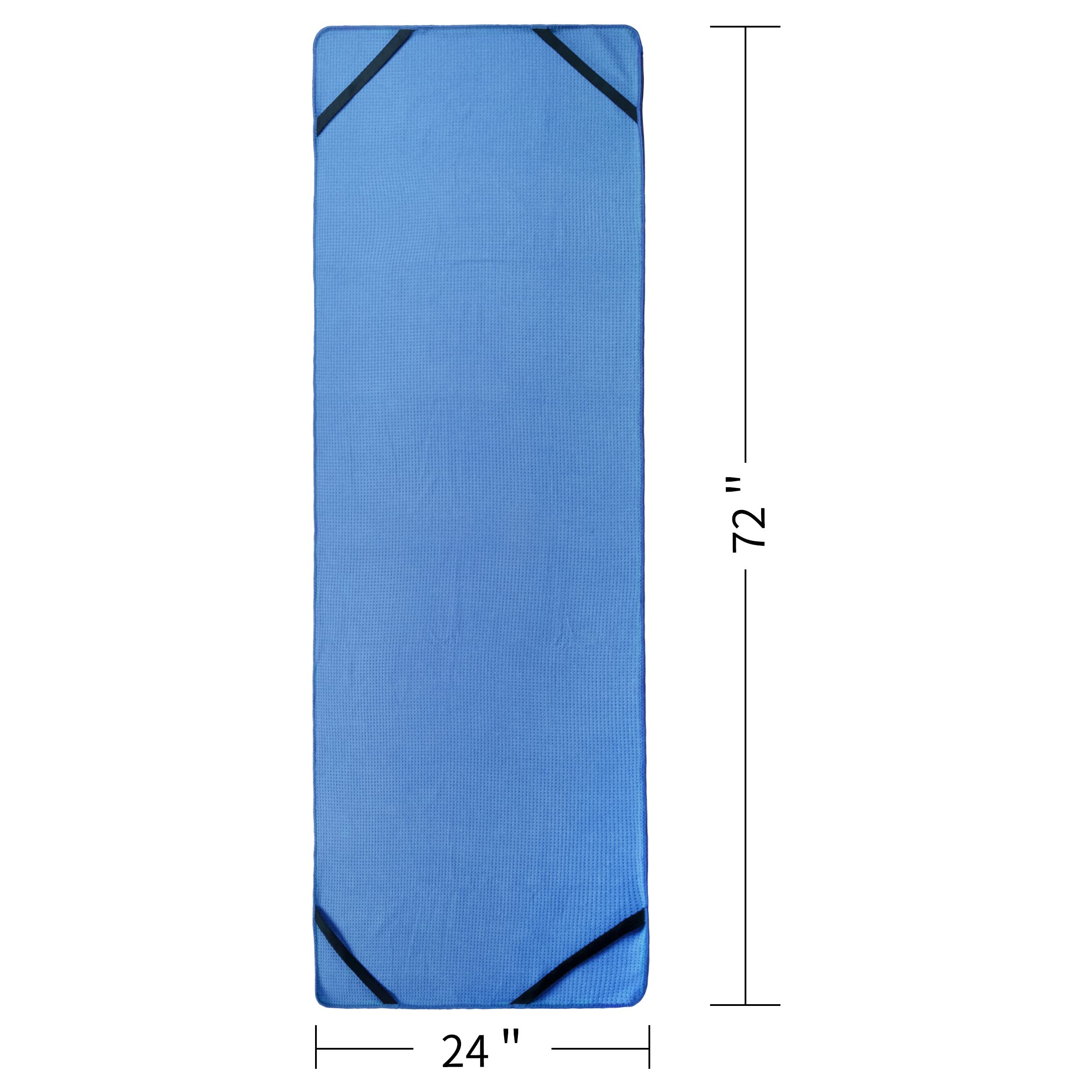 POLYTE Microfiber Hot Yoga Towel Mat with Non-Slip Silicone Grip and Secure Fit Elastic Straps, 24 x 72 in (Blue) - Image 3