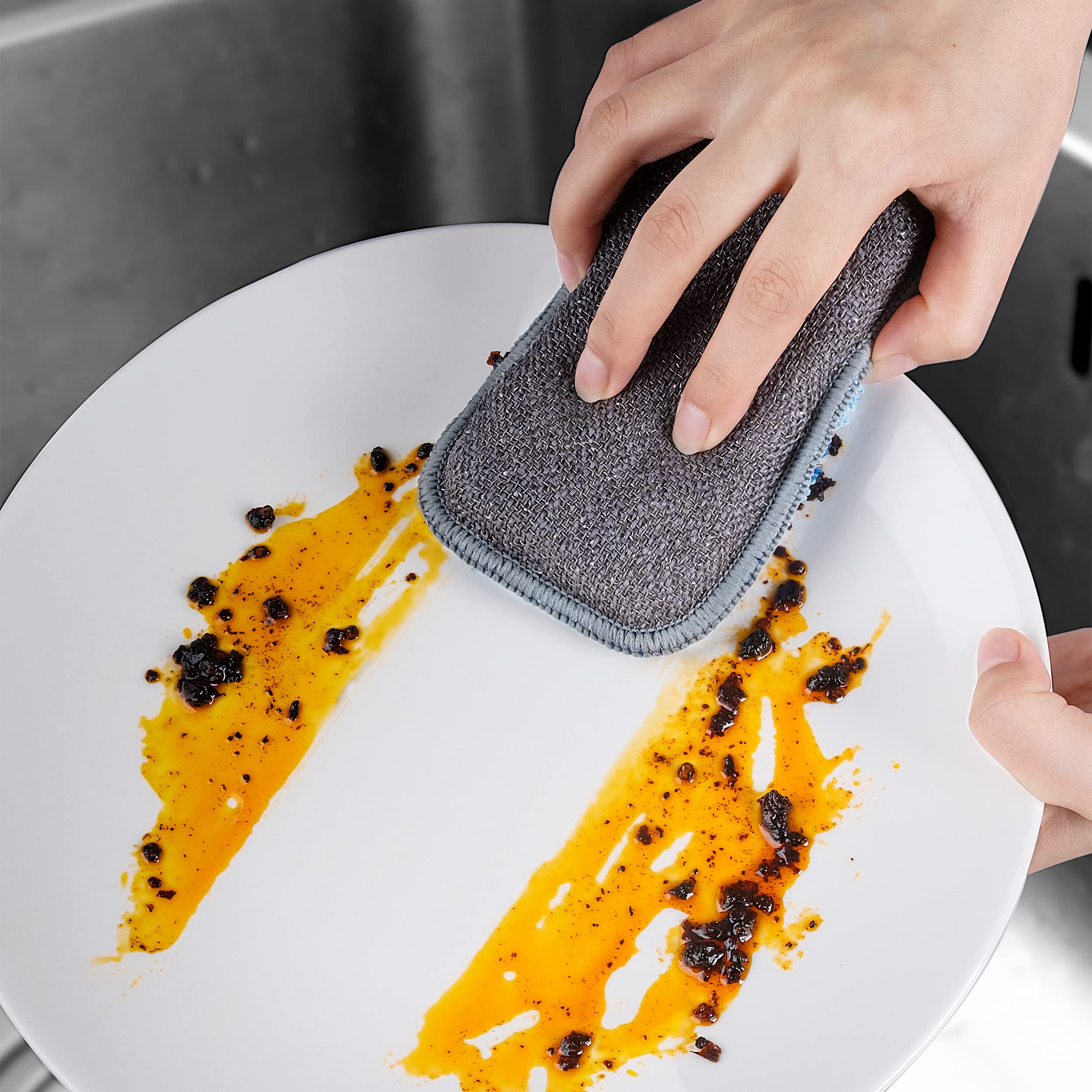 POLYTE Microfiber Multi-Purpose Kitchen Cleaning and Dishwashing Scrub Sponge, 6 Pack - Image 5