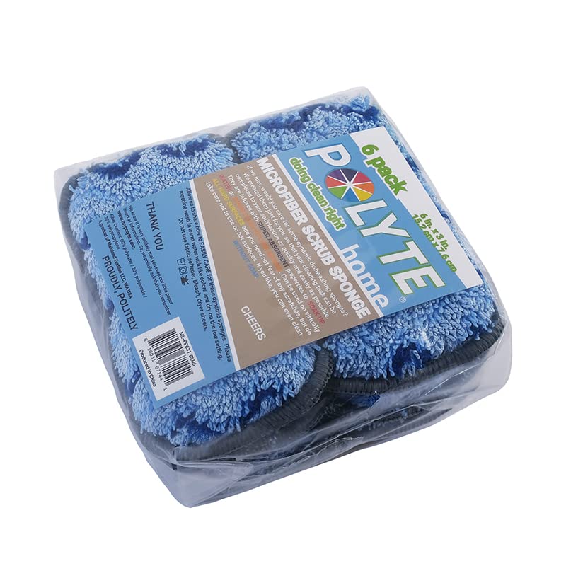 POLYTE Microfiber Multi-Purpose Kitchen Cleaning and Dishwashing Scrub Sponge, 6 Pack - Image 8