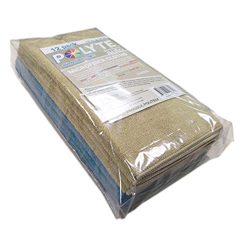 POLYTE Professional Microfiber Cleaning Cloth, 14 x 14 in, Blue, Camel, Gray (12 Pack) - Image 6