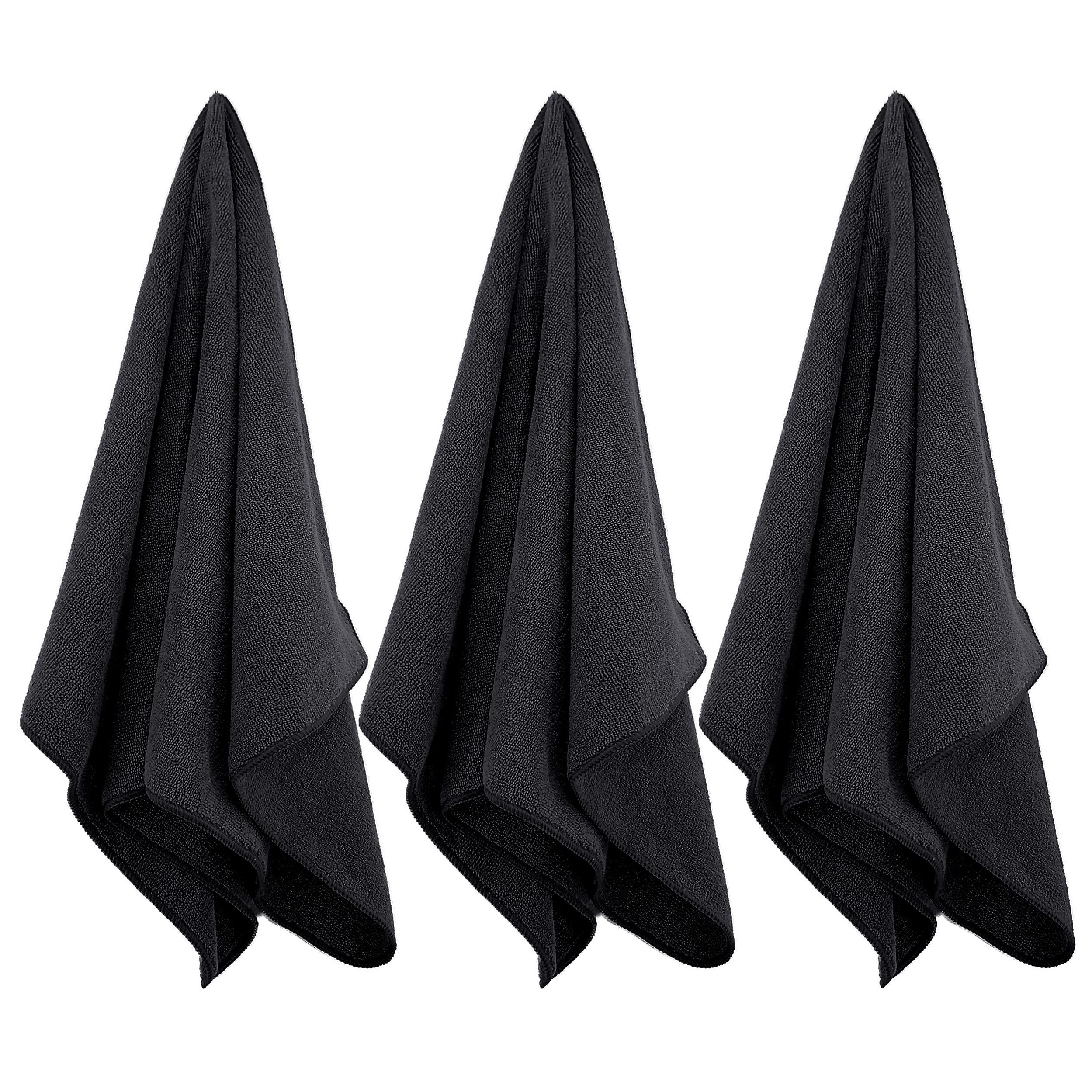 POLYTE Professional Quick Dry Lint Free Microfiber Hair Drying Salon Towel, 16 x 29 in, 12 Pack (Black) - Image 3