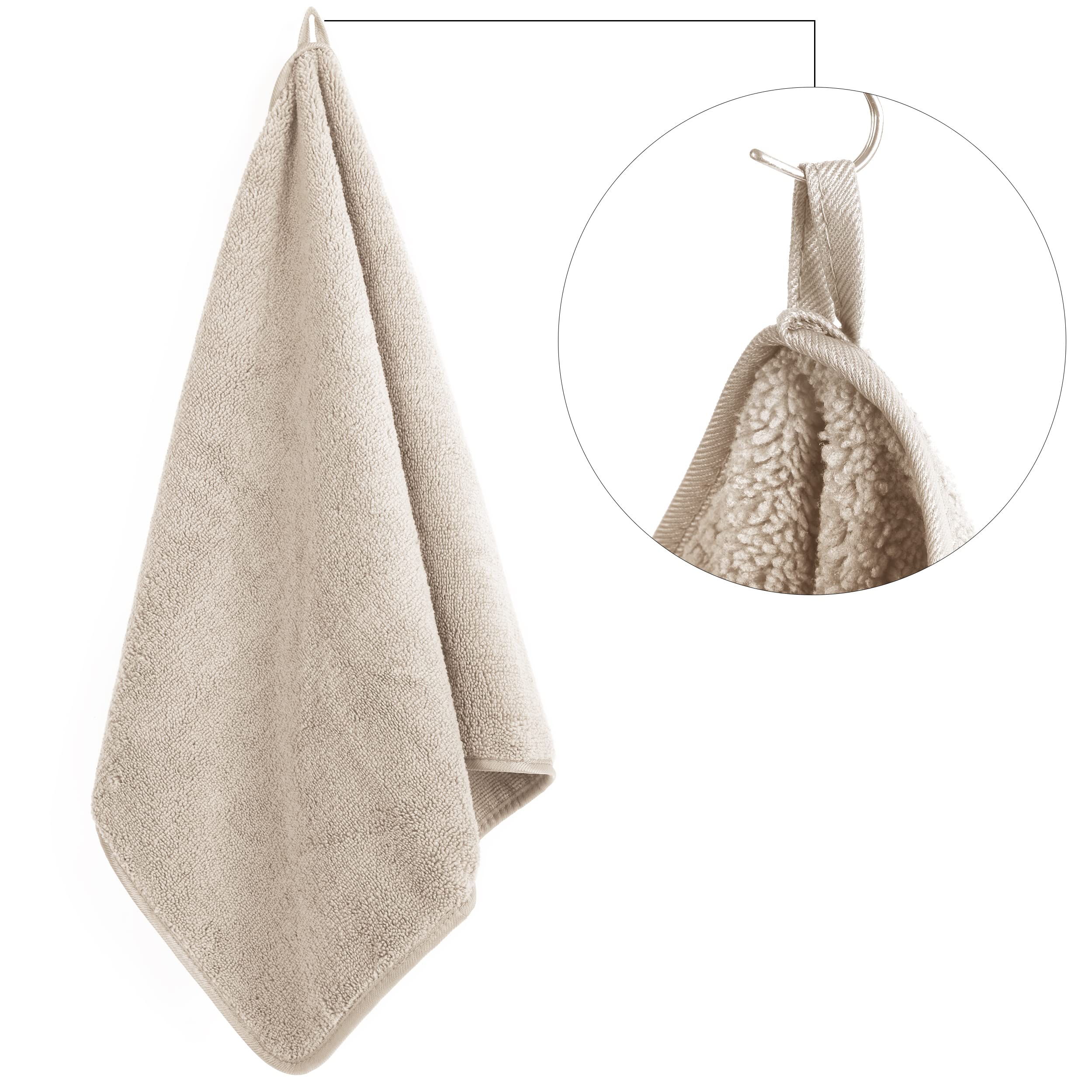 POLYTE Quick Dry Lint Free Microfiber Hand Towel, 16 x 30 in, Set of 4 (Beige) - Image 5