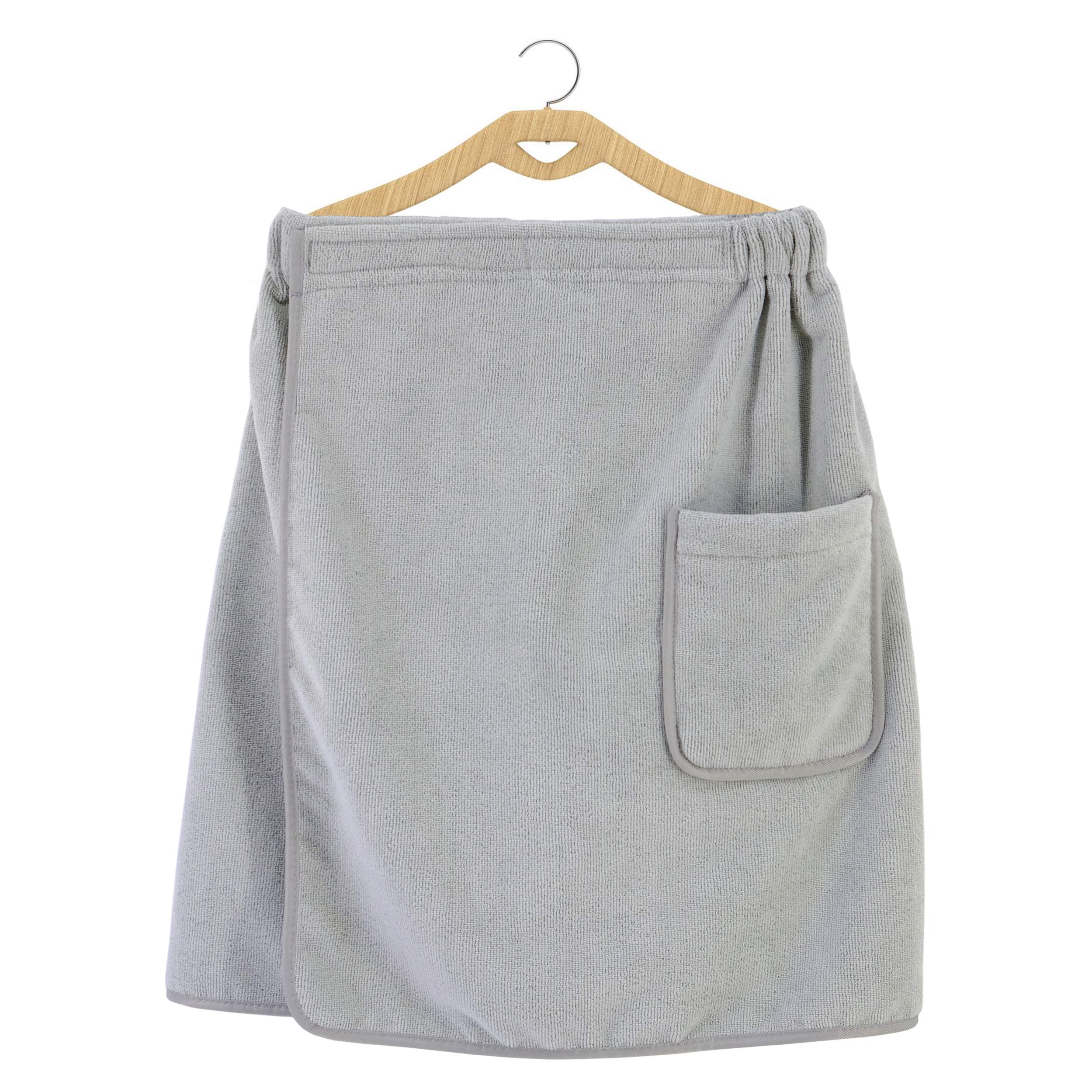 POLYTE Quick Dry Microfiber Bath Towel Body Wrap for Men, One Size (Gray) - Image 5