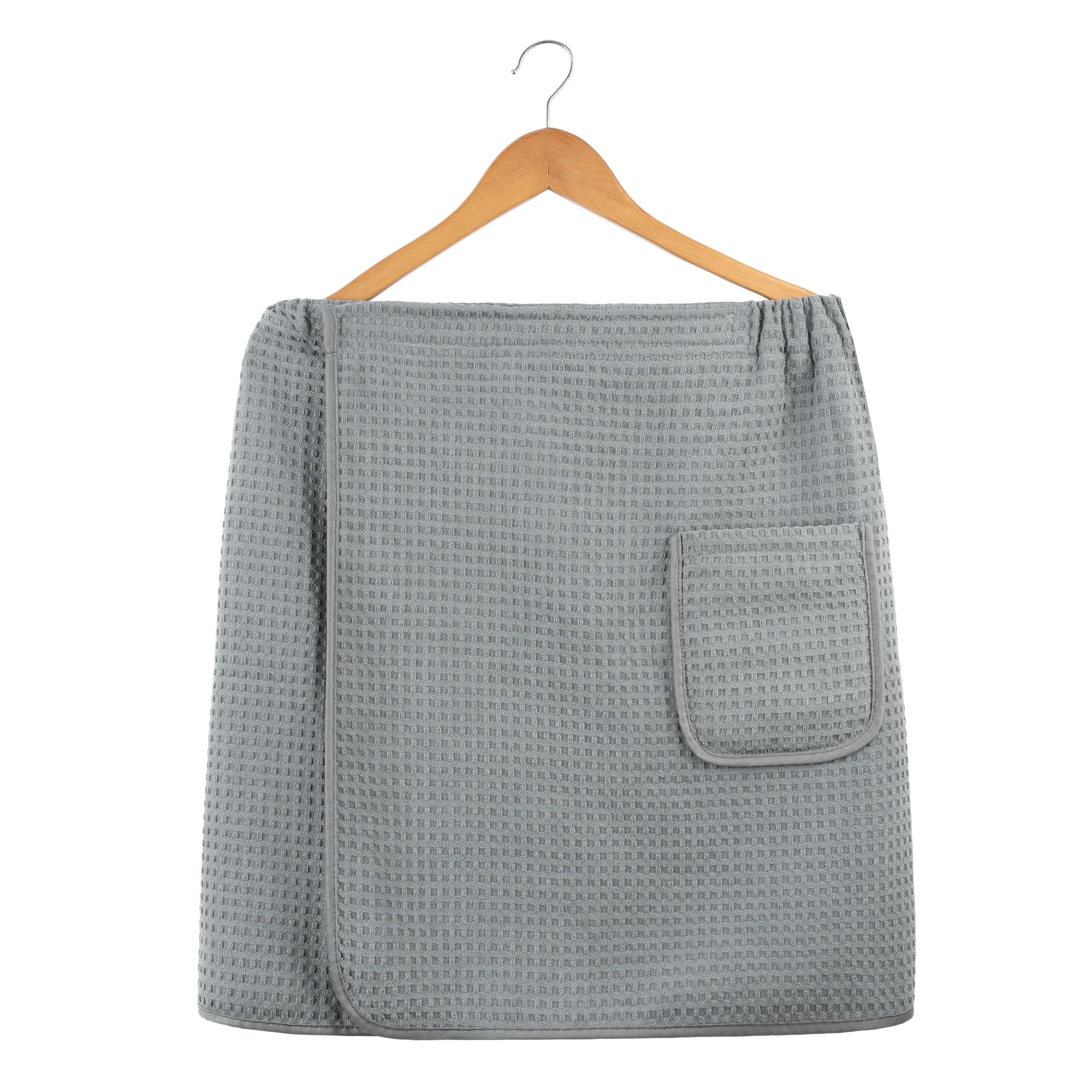 POLYTE Quick Dry Microfiber Waffle Bath Towel Body Wrap for Men, One Size - 20 in. Length x 58 in. Sweep (Gray) - Image 6