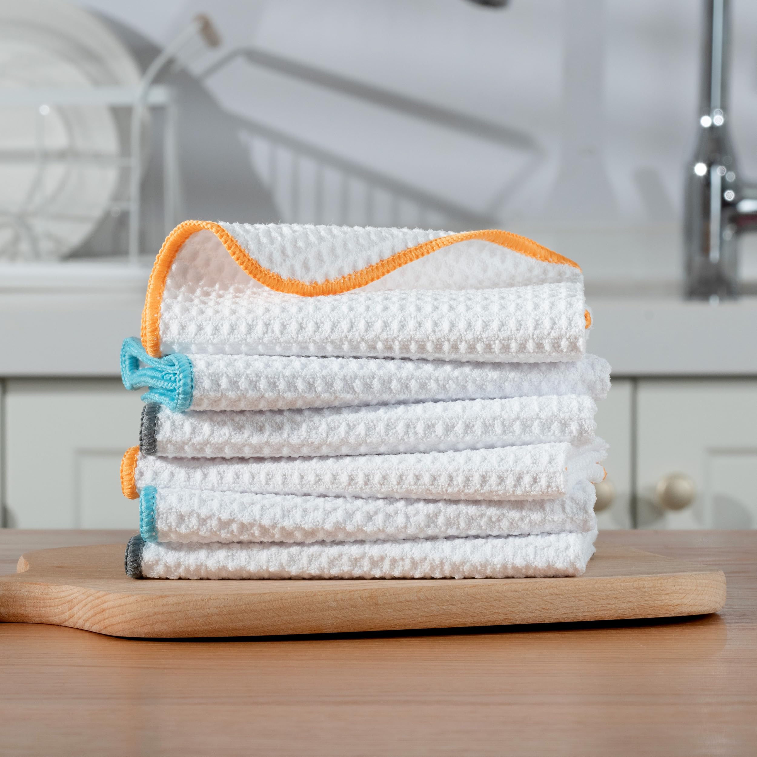 POLYTE Ultra Premium Microfiber Kitchen Dish Cloth Waffle Weave, 6 Pack (12x12 in, White) - Image 7